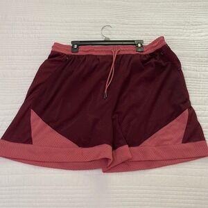 Xersion Mens Mesh 5 Inch Lined Running Shorts Burgundy Color Block XL NWT